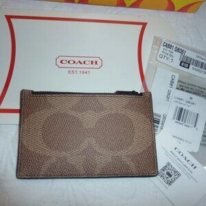 NWT Unisex Coach Zip Card Case Colorblock Canvas CAB81 With Gift Box Included